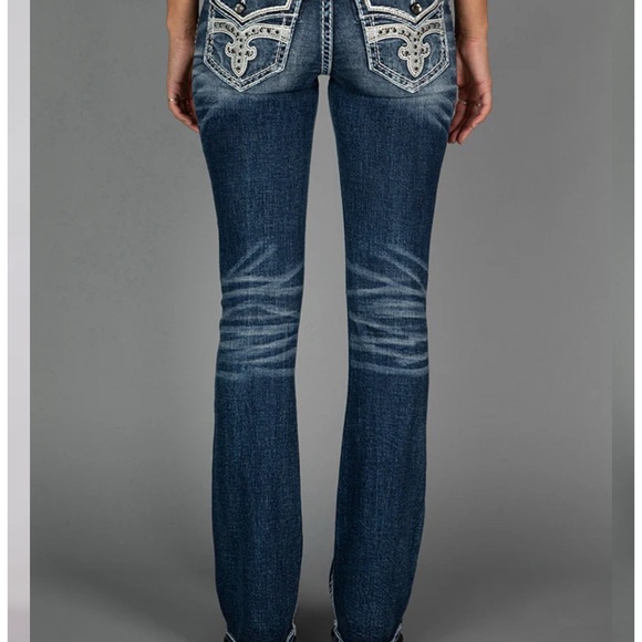 Rock Revival Esther Dark Blue Skinny Jeans with Silver Accents - Picture 4 of 7